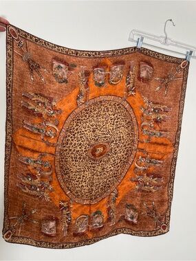 Pineda Covalin leopard designer square silk scarf Egyptian patterned Mayan tribe